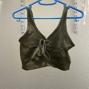 DARK GREEN CROPPED TANK TOP